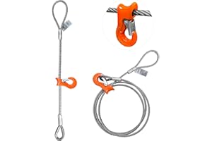 YATOINTO Single Leg Wire Rope Sling 1.4T/3300LBS Rated Load 10 FT Length 3/8 inch Dia Flemish Eye Loop to Heavy-Duty Thimble with Sliding Choker Heavy Duty Rigging Cable for Lifting and Towing Log