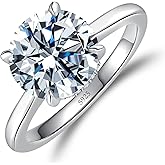 Elio Passero 4CT Engagement Rings for Women,925 Sterling Silver CZ Round Solitaire Engagement Ring with 18K Gold Plated,Promise Engagement Wedding Bands Couple Rings for Her size 6