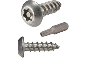 Fastenere Torx Security Sheet Metal Screws - #12 x 1-1/4" (25-Pack) Button Head, Tamper-Resistant, Anti Theft Stainless Steel Screws for Higher Level of Safety & Secure Fastening Solution