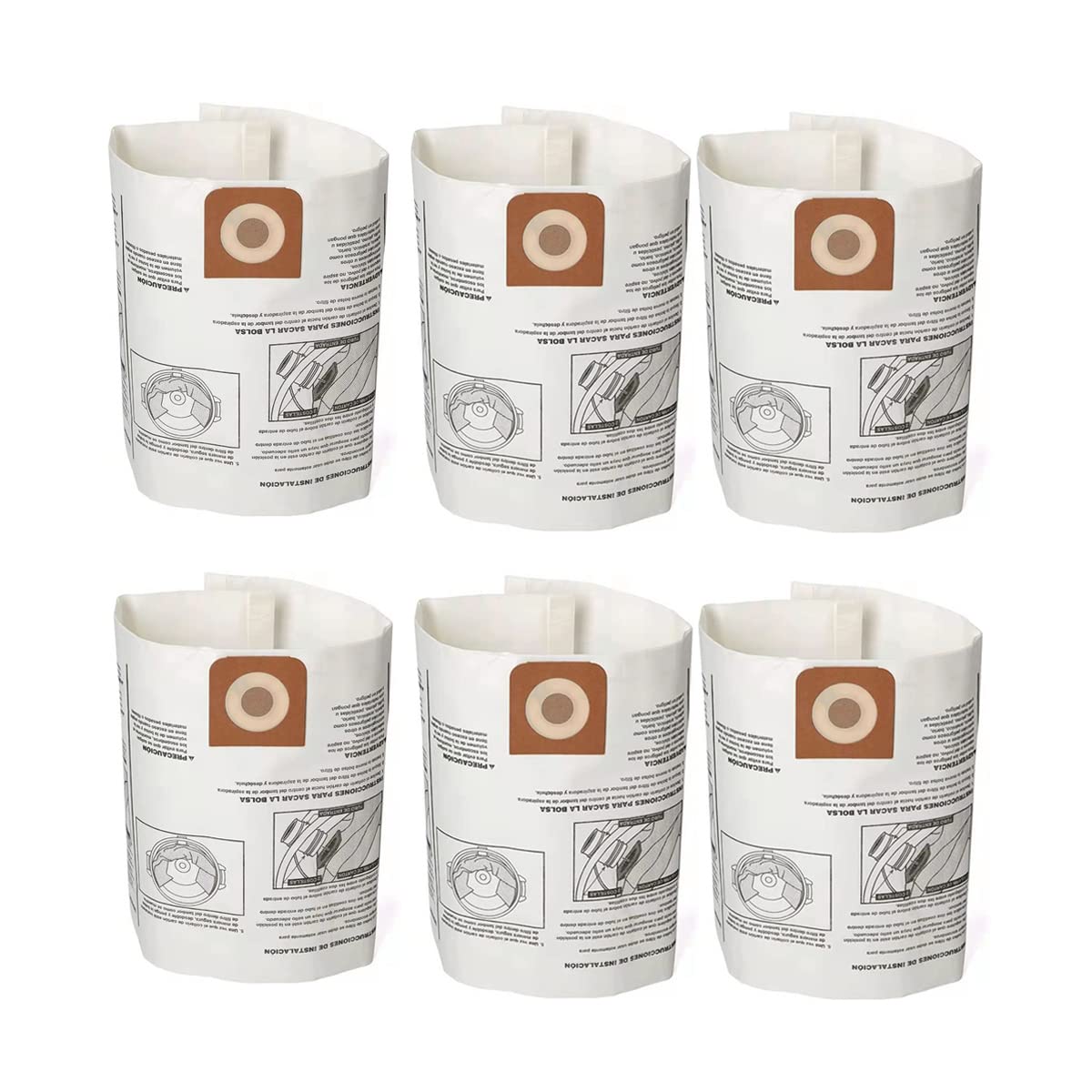 Photo 1 of Pack 6 Vacuum Bags For Craftsman 16 to 20 gallon Shop Vac and Ridgid 16 Gal Shopvac Dust Collection Bags, CMXZVBE38749 Replacement Parts Accessories Kit