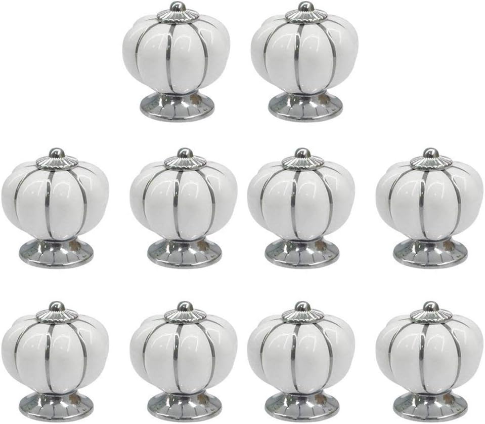 10er weiß Keramik Schrankknöpfe Möbelgriff Türknauf Schrankgriff Chrome