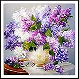 5D Full Drill Diamond Painting Kit Square Rhinestone Lavender Flowers DIY Embroidery Arts Craft Adults' Children's Paint Kits Cross Stitch for Home Decoration 16X16 inch (Lavender Flower)
