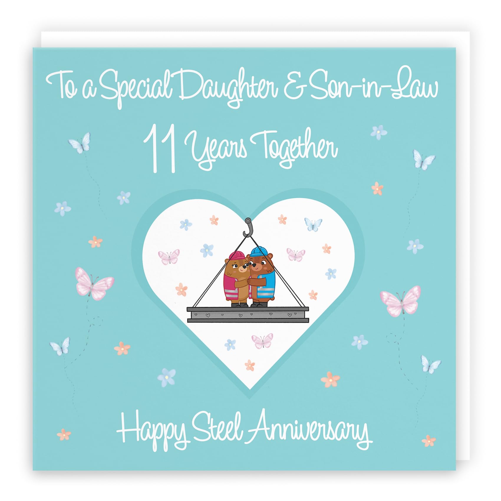 Hunts England - Daughter & Son-in-Law 11th Anniversary Card - 11 Years - Steel Anniversary - Romantic Meadows - Fun Card - Eleventh Anniversary Card For Daughter And Son-in-Law — image 1