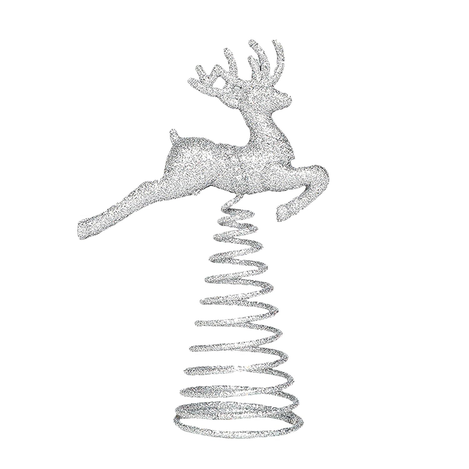 RmKbe Christmas Reindeer Tree Topper Christmas Tree Elk Ornaments Glittered Christmas Tree Topper Reindeer Xmas Tree Toppers for Christmas Decor (Silver)