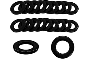 Runseaway 20Pcs M6 Flat Washers, Black Stainless Steel Sealing Rings, ID 6mm, OD 12mm, Thickness 1.5mm, Heavy Duty Washers for Home, Factory and DIY Projects