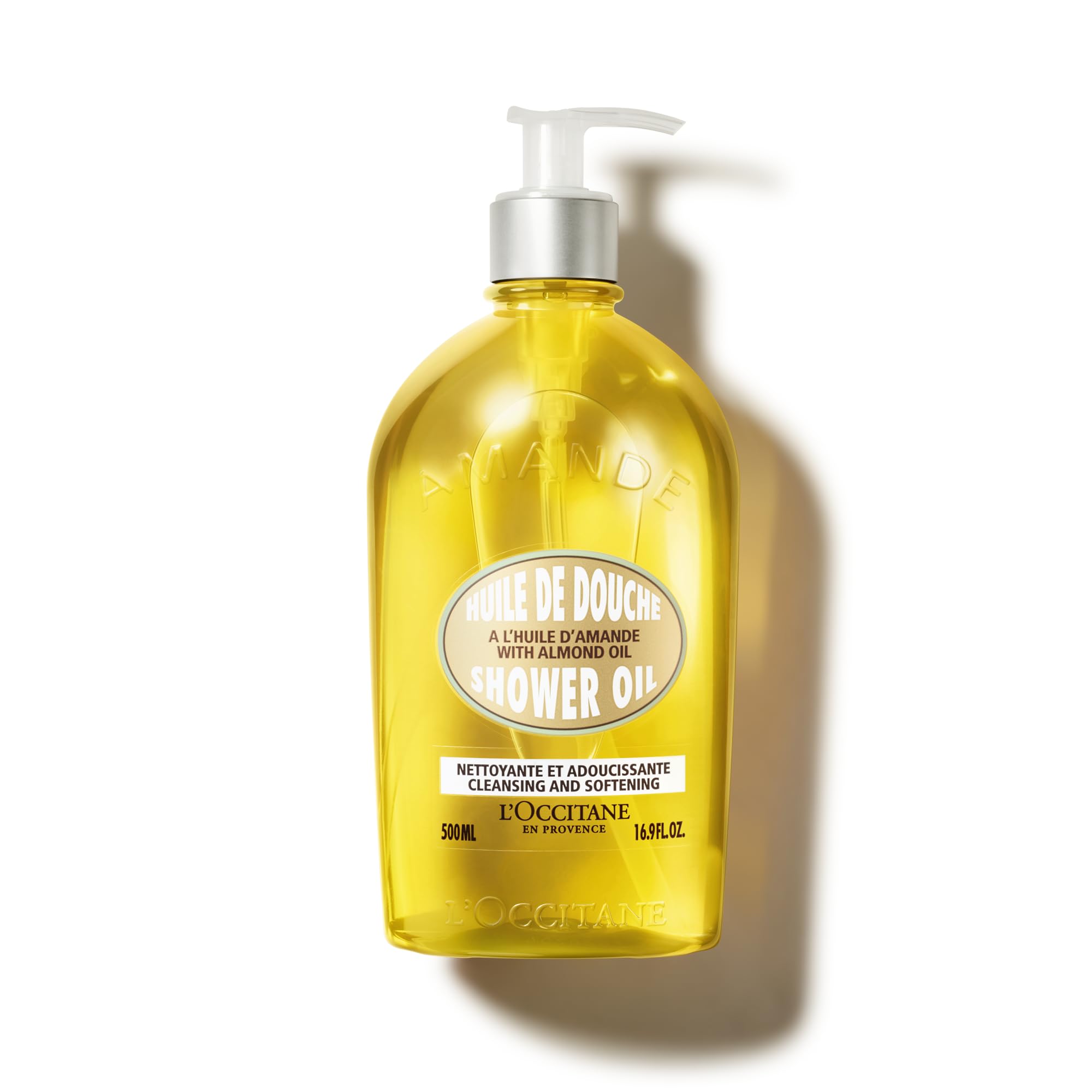 L'OCCITANE Almond Shower Oil 500ml, Hydrating & Nourishing Body Wash, Vegan & 99% Biodegradable, Luxurious Moisturising Cleanser for Soft, Smooth Skin, For Dry & Sensitive Skin