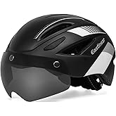 EASTINEAR Adults Bike Helmet Magnetic Goggle Cycling Helmet with USB Rechargeable Taillight for Men Women Mountain & Road Bicycle Helmet Magnetic Shield