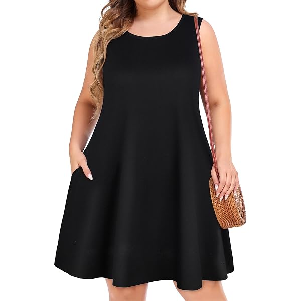 OVERWORETY Women's Swing Sundress - Sleeveless Plus Size T-Shirt Dress With Pockets, Leopard Green, 4X - Summer Casual Tank Dress