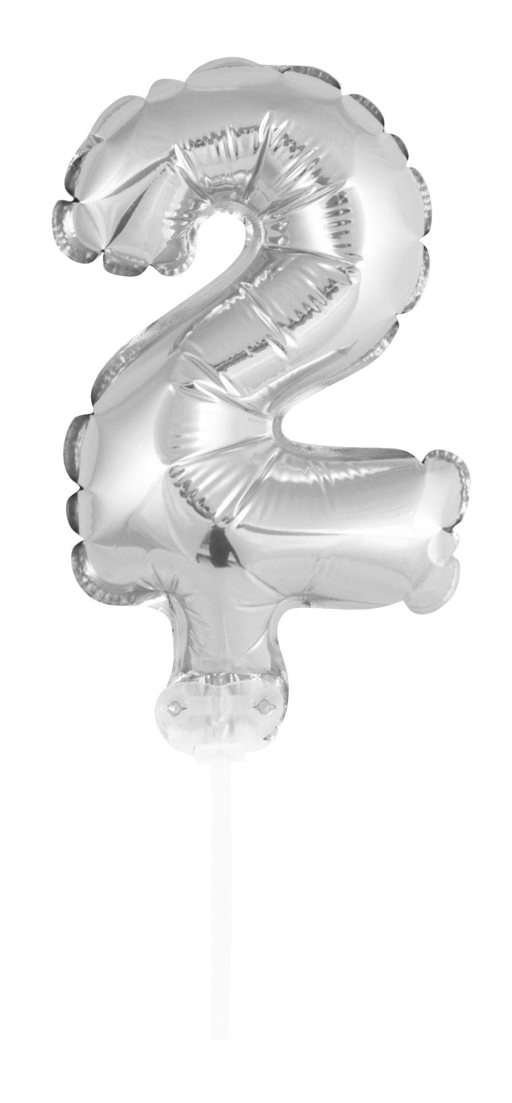 Idena 38237 Number 2 Foil Balloon, Silver, 8 x 13 cm