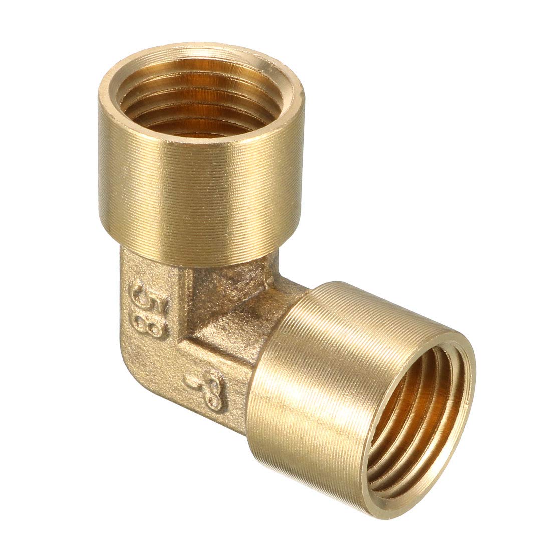 sourcing map Brass Elbow Pipe Fitting 90 Degree 1/4 PT Female x 1/4 PT Female Coupling