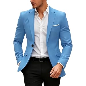 Dovidovi Suit Jacket for Mens Button Down Blazer Notched Lapel Casual Business Coat Tops Prom Party Wedding Dinner Tuxedo