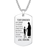 YOTHIWAD To My Grandson Dog Tag Pendant Necklace Inspirational Necklace from Grandma Birthday Graduation Gift for Grandson from Grandma