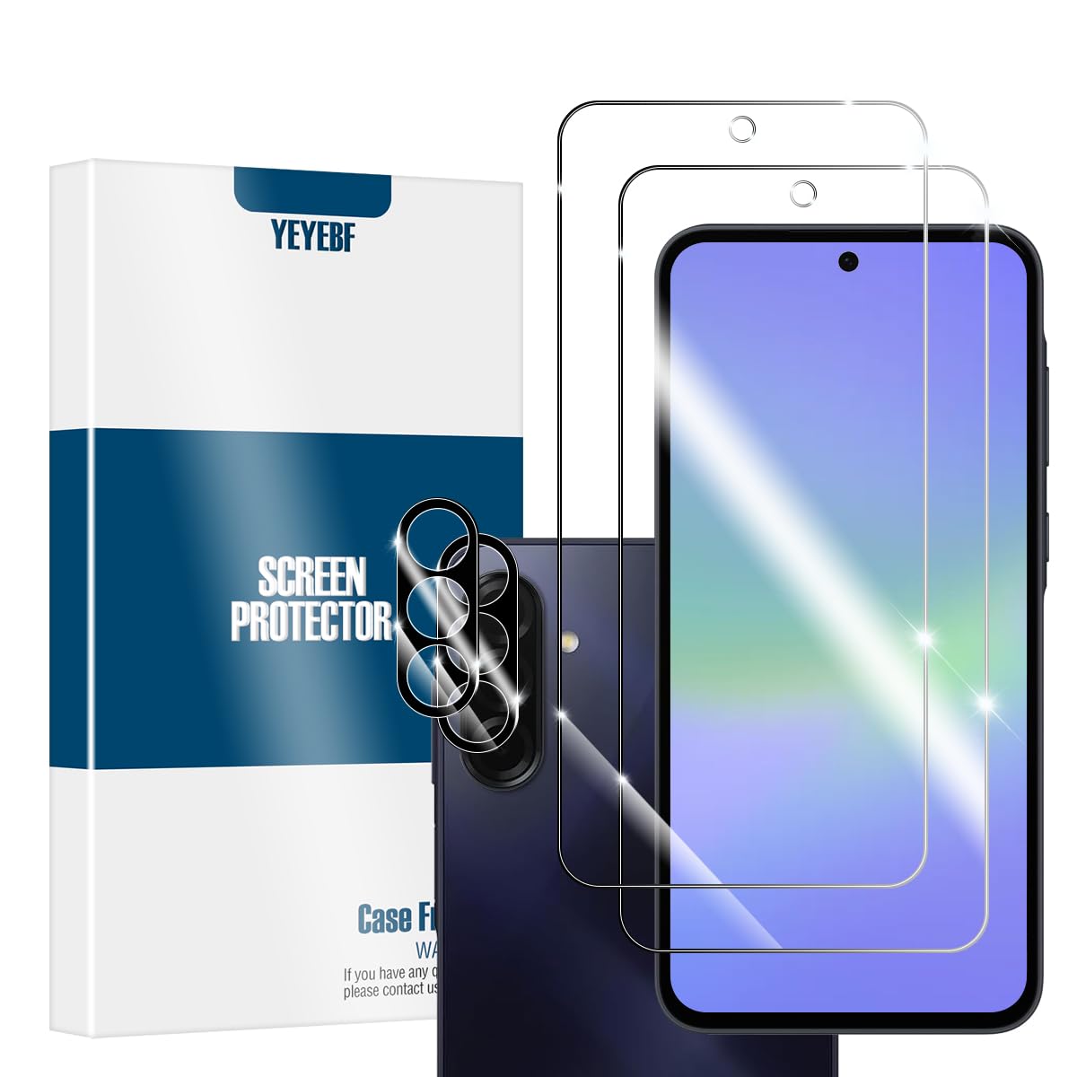 Photo 1 of YEYEBF Galaxy A36 HD Clear Tempered Glass Screen Protector + Camera Lens Protectors, [2+2 Pack] [3D Glass] [Anti-Glare] [Bubble-Free] Screen Protector Glass For Samsung Galaxy A36
