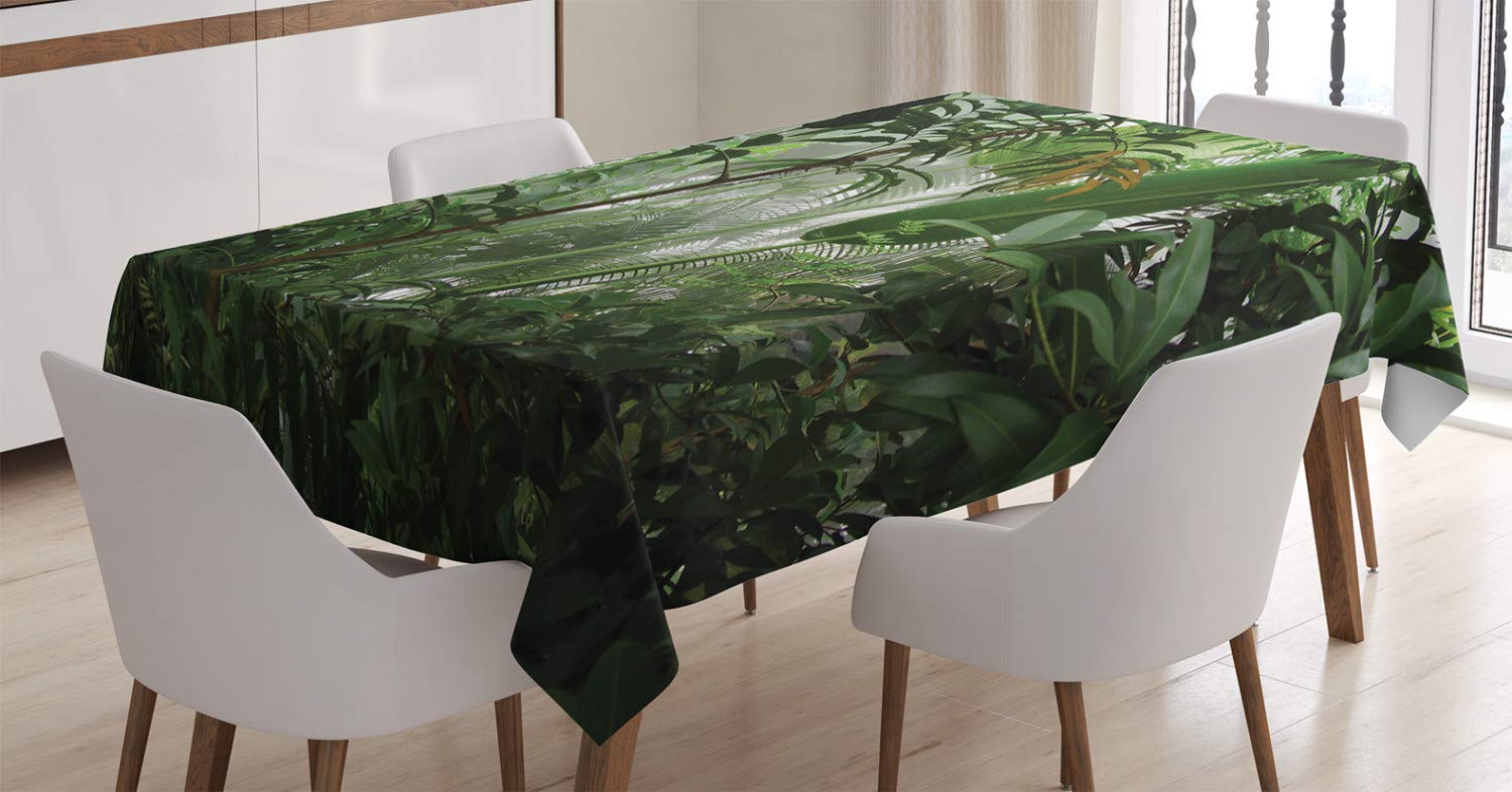 ABAKUHAUS Rainforest Tablecloth, Tropical Rainforest Wild, Dining Room Kitchen Rectangular Table Cover, 54 W X 94 L, Green