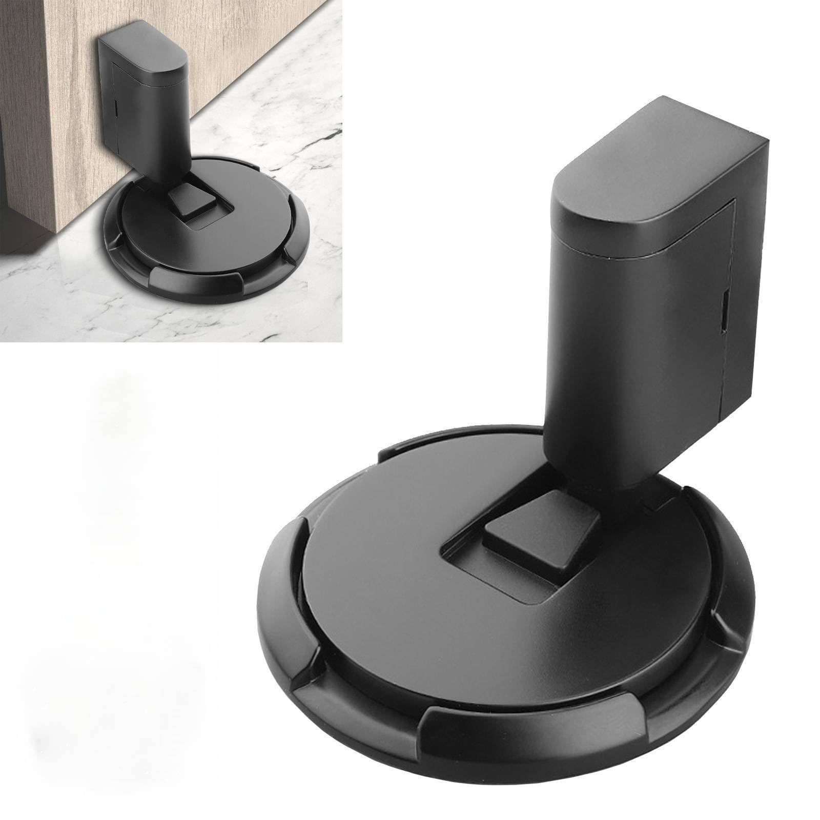 Upgraded Magnetic Door Stopper, Adjustable Punch-Free Silent Floor Doorstop for Various Door Types, Perfect for Yard, Living Room, Bedroom, Kitchen, Bathroom (Black)