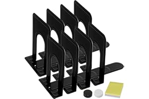 Book Ends-DARUITE Metal Bookends, Non-Skid Book Stand, Book Holder for Heavy Books, Book Ends for Shelves, Home, Office Desk,