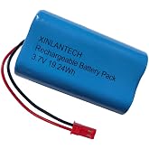 5200mAh 3.7v 1S2P Rechargeable Li-ion Battery with 2P JST Red Plug | Fits DIY Electronics Products, Toys, Lighting, Bluetooth Equipment Fit RC Helicopter Car Truck RC Boats and More