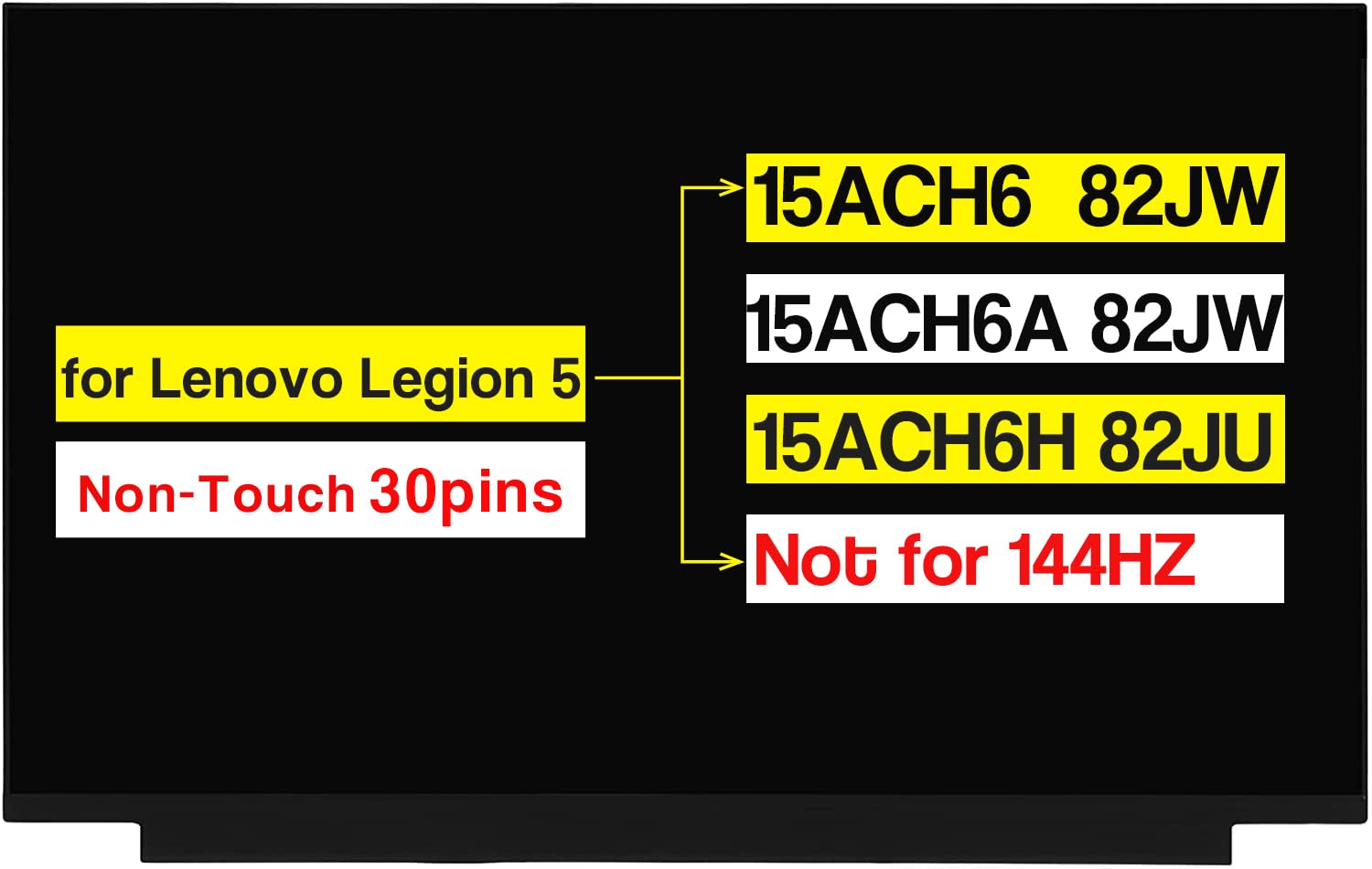 Photo 1 of POBRIDA New Screen Replacement LP156WFC-SPH1 for Lenovo Legion 5 15ACH6 15ACH6A 15ACH6H Model 82QJ 82JW 82JU 82NW 15.6 Inches FHD 1920 * 1080 30 Pins Non-Touch LCD Display Panel (Not for 144HZ)