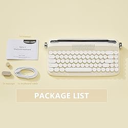 YUNZII Upgraded Wireless Typewriter Keyboard, Retro
