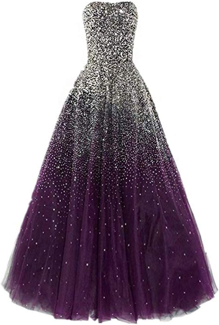Dressesonline Women's Luxury Prom Dresses Long with Rhinestones Evening Pageant Gowns