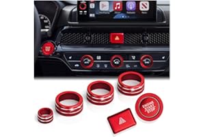 DvlynAuroa Accessories for Honda Civic 2022-2025 & Accord/CRV/HRV/Acura Integra 2023-2025 -A/C, Radio, Warning Light, Push Start Button Knob Cover/Ring (9-inch Screen, Red)