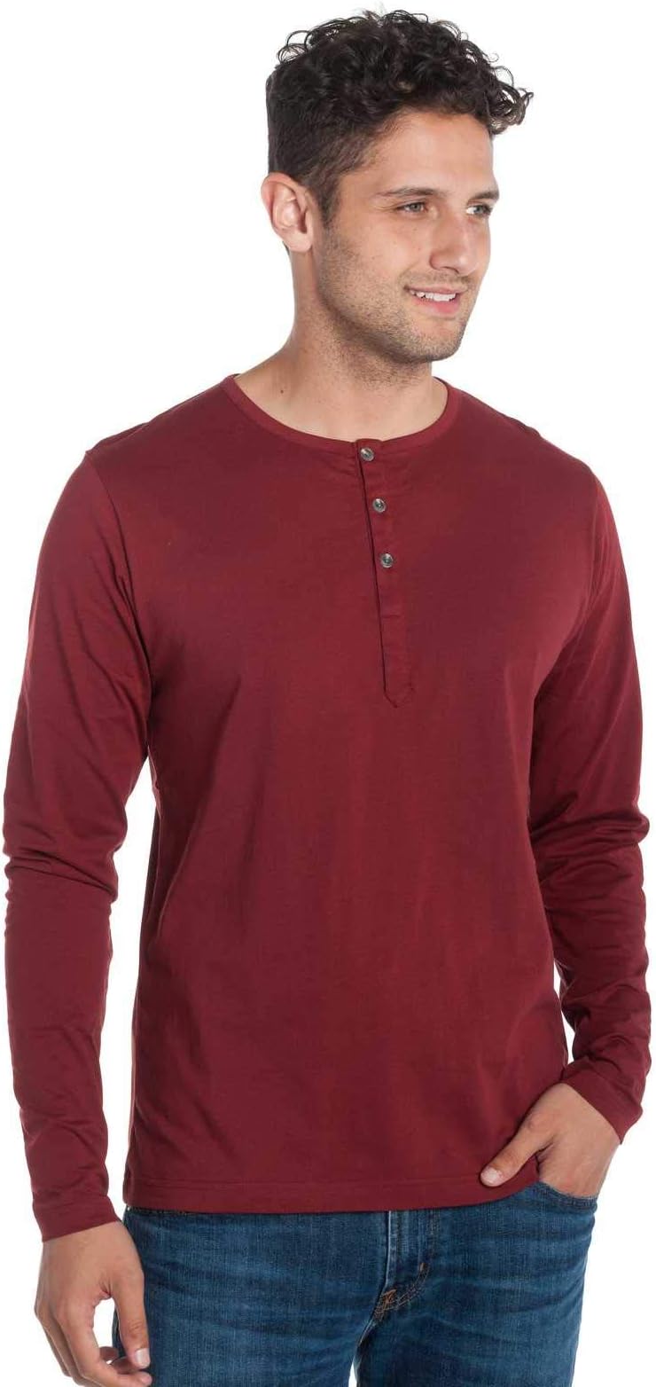 Ably Frank Men's Long Sleeve Henley | Repels Liquids, Stains, and Odors