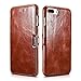 iPhone 8 Plus Case iPhone 7 Plus Leather Case, Icarercase Vintage Leather Side Open Case in Slim Thin Design, Flip Folio Style Cover with Magnetic Closure for Apple iPhone 7/8 Plus 5.5 Inch - Brown