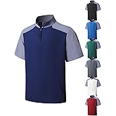 KGGEOO Wind and Water Resistant Cage Jacket Short Sleeve Golf Jacket Quarter Zip Pullover with Sleeve Pocket for Workout