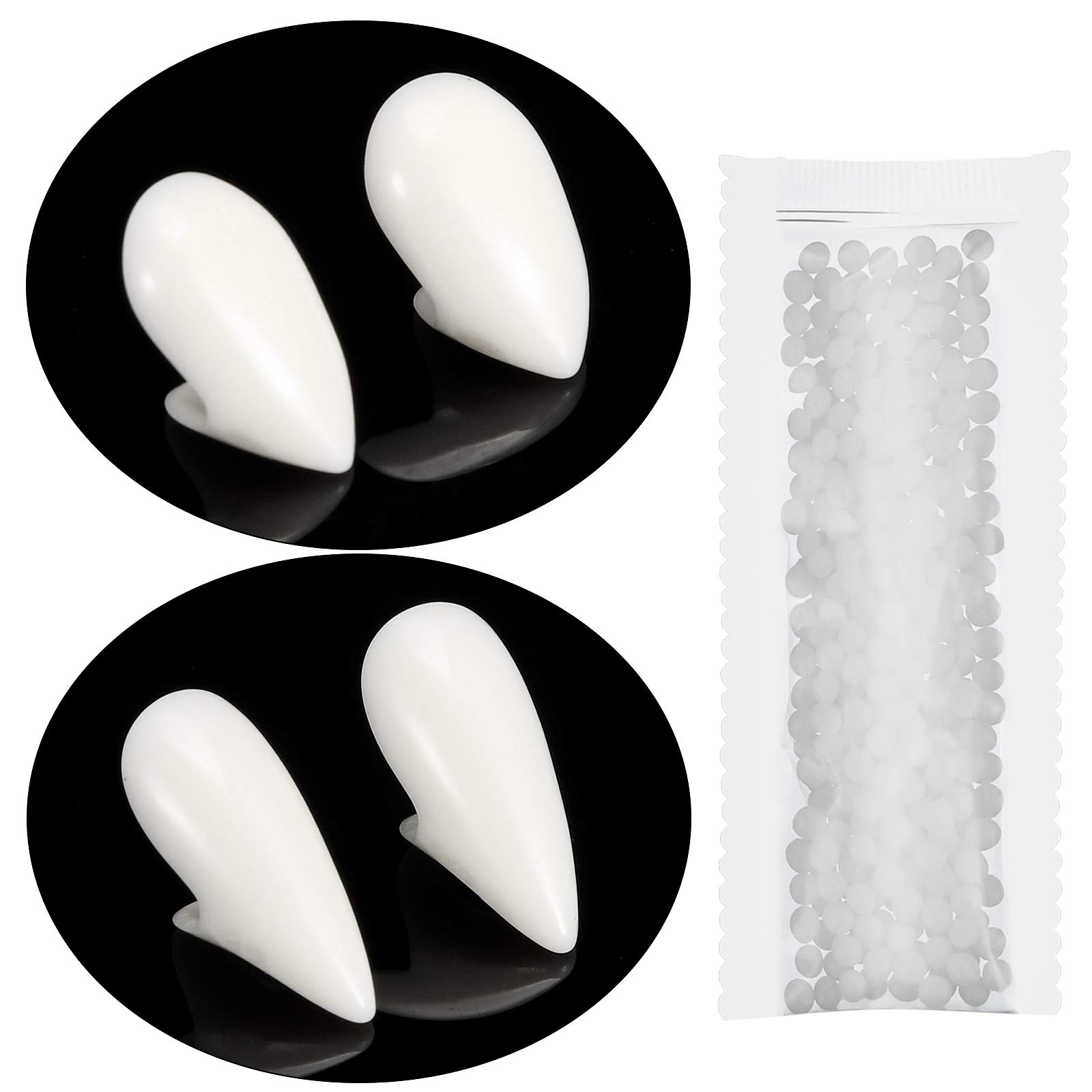 Sumind Vampire Teeth 2 Sizes Fangs Halloween Party Cosplay Vampire Fang with Adhesive Fake Prop Teeth Zombie Denture for Halloween Cosplay Costume Party Prop Favors