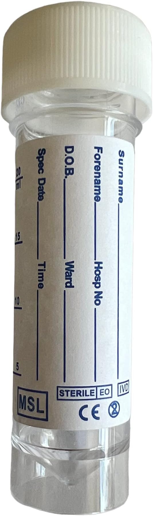 MediMad 30ml Urine Sample Bottles Specimen Pots Screw Top Lid (5) With Label