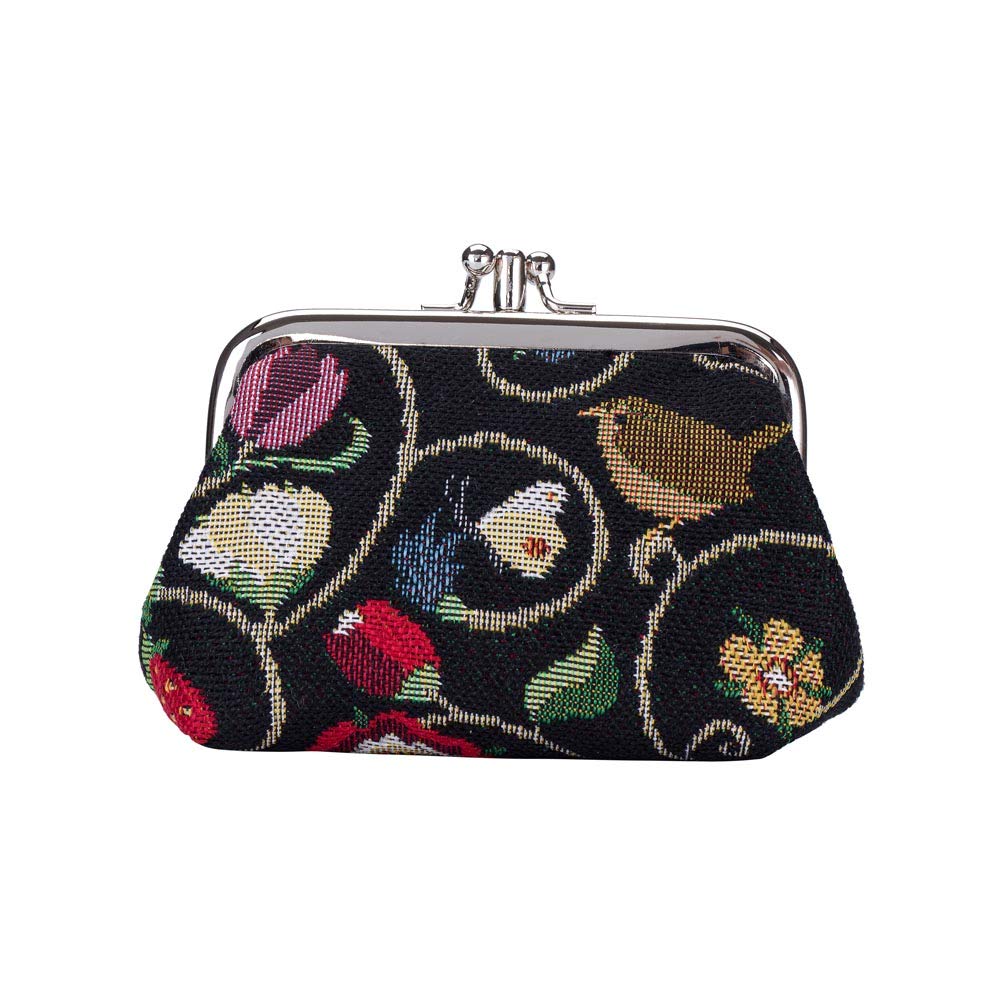 Signare Tapestry Cute Exquisite Double Pocket Kiss Lock Coin Purse for Women with Garden Flower and Creatures (Jacobean Dream, FRMP-Jacob)