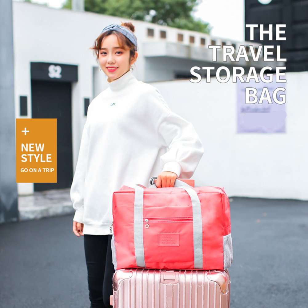 Travel Foldable Duffel Bag, Vinmax Large Capacity Waterproof Lightweight travel Luggage bag for Sports, Gym, Vacation (Pink)