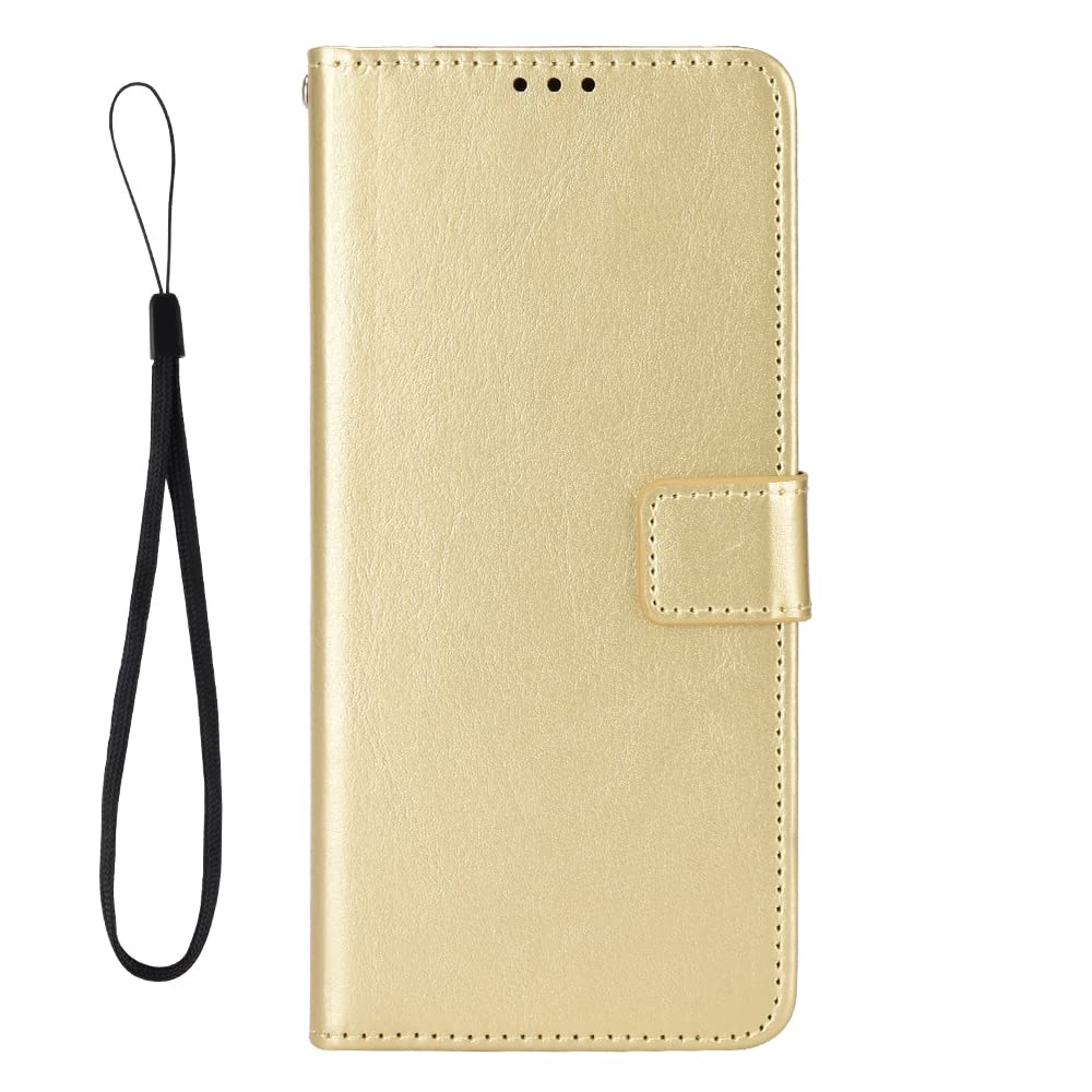 EasyShow Case for Nokia HMD Pulse Pro PU Leather Wallet Flip has Kickstand function and Card Slots with Magnetic Buckle Phone Cover for Nokia HMD Pulse Pro-Gold