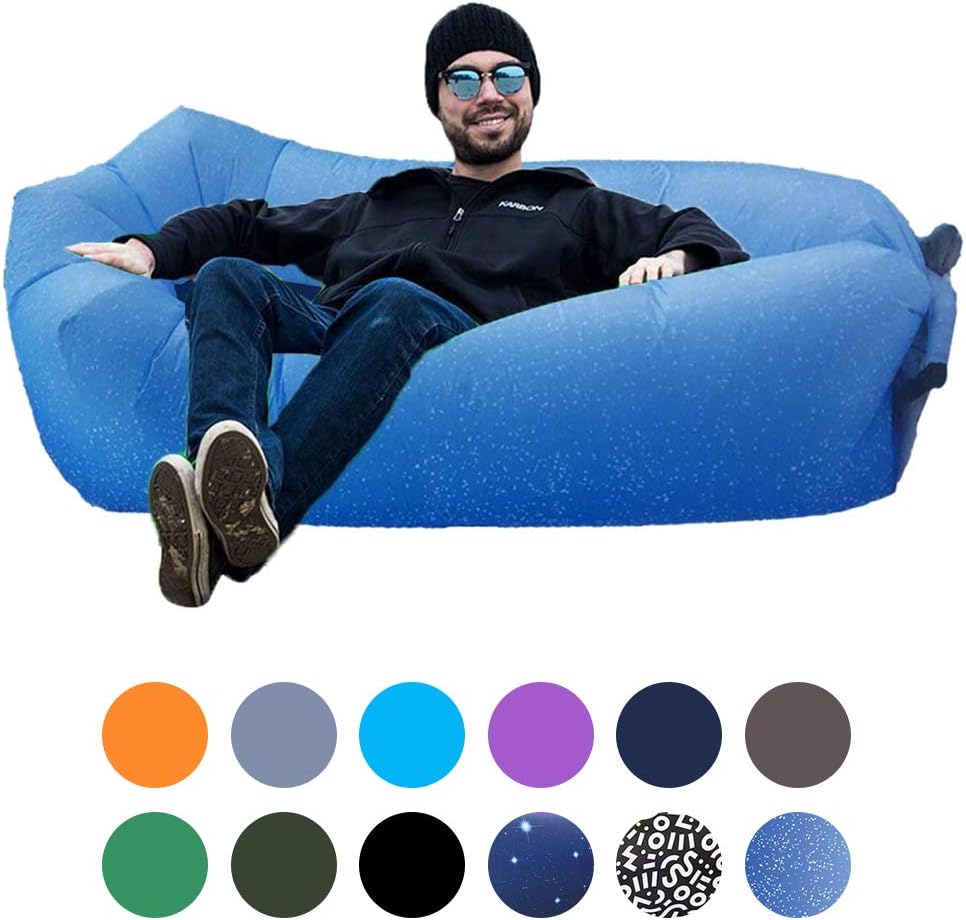 Inflatable Lounger Portable Hammock Air Sofa with Water Proof,Anti-Air Leaking Design,Ideal Inflatable Couch and Beach Chair Camping Accessories for Parties Picnic&Festival (Ocean)