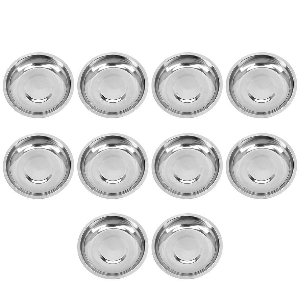 HEMOTON 10Pcs Stainless Steel Dip Bowls Small Seasoning Dishes Saucers Bowl Sushi Dipping Bowl Mini Appetizer Serving Plates Fruit Plates Dish (10cm)