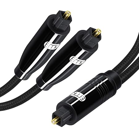 EMK Optisches Audiokabel Toslink Kabel 1 In-2 Out Splitter 2 Way Toslink Digitales Audiokabel Toslink Optical Cord 5ft und 8.