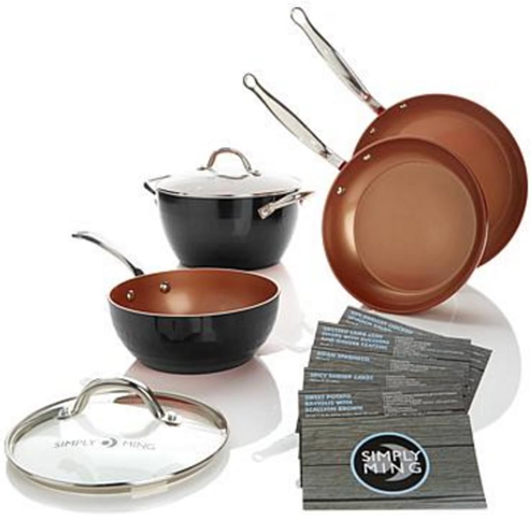 Simply Ming Tsai 6-piece Technolon+ Diamond Series Cookware Set ~ Jet Black