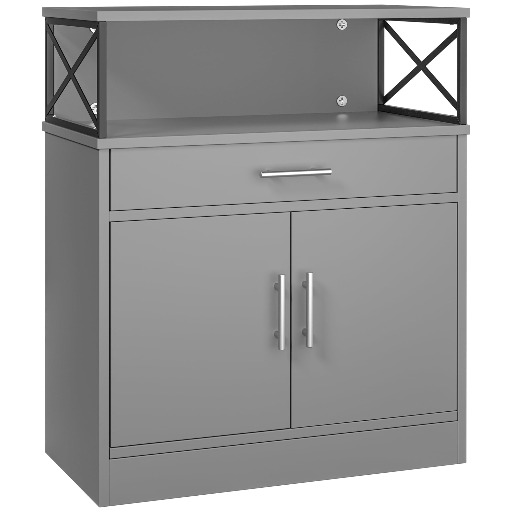 Shintenchi Kitchen Storage Cabinet with Adjustable Shelves and Drawers, Modern Buffet Sideboard, Wood Buffet Cabinet with Doors, Floor Cabinet Cupboard for Coffee Bar Living Room,Gery