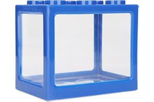 Building Block Fish Tank 1L with Betta Fish Tank, Unique Design for Desktop LED Decor for Office Home Desk Decoration, Includ