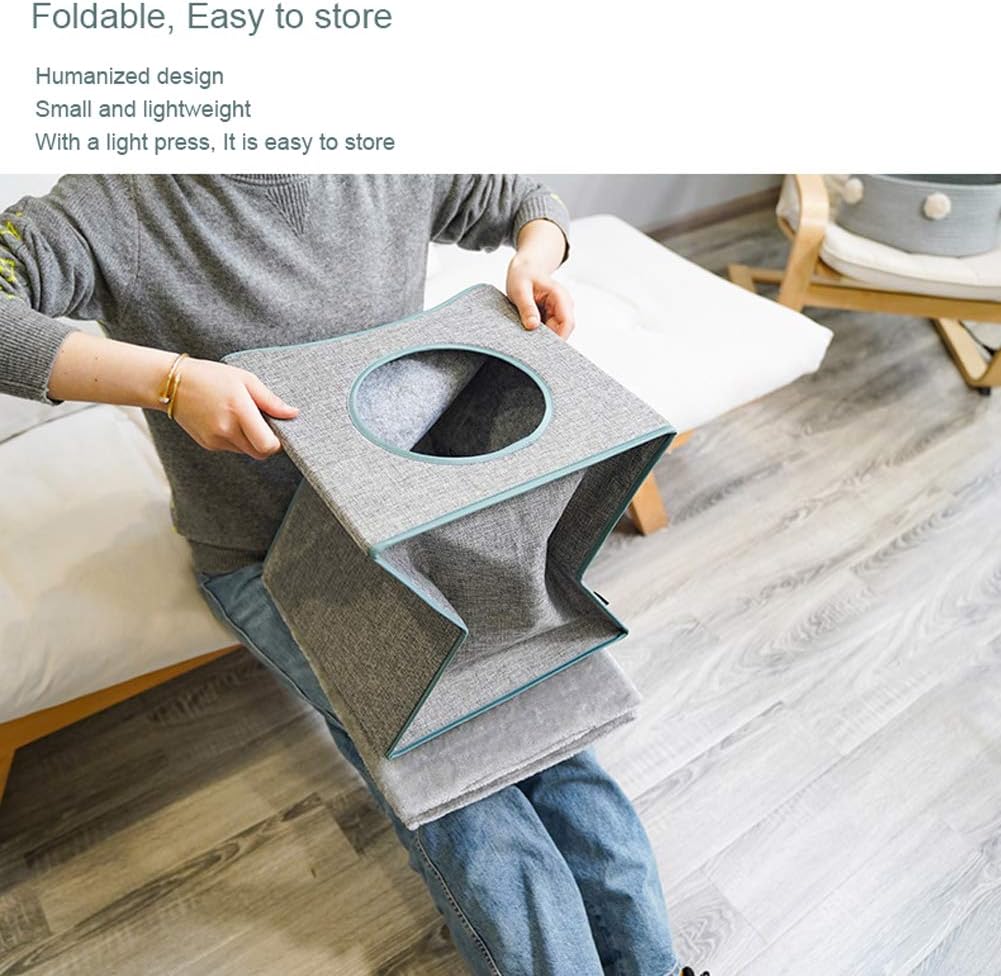 Tofern Foldable Cat House Cozy Cat Condo Reversible Cushion Cat Cube Scratch Resistant Cat Bed Cave Gray : Pet Supplies