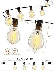 DAMAING Outdoor String Lights 120FT Waterproof