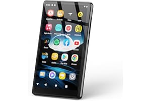 AHENOD 5" MP3 Player with Bluetooth and WiFi, 80GB Android Portable MP4 Player, Kids Player with Speakers, HiFi Sound, Music Player with Spotify, Amazon Music, YouTube, Play Store, up to 512GB (Black)