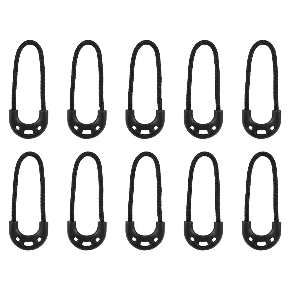 FILFEEL Zipper Pulls Cord 10Pcs/Bag Black Small Lariat Rope for Outdoor Travel Clothing Backpack Accessory