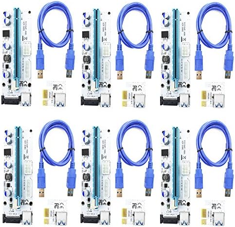 Marlbolong PCIe riser Mining Bitcoin Card 1 x to 16 x PCIe Adapter Card, 60 cm usb 3.0 cable, extension cable GPU adapter , 008S PCI-e riser suite is GPU mining equipment .6-Pack PCI-E