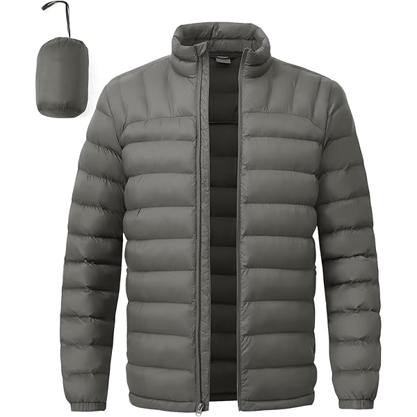 Men's Down Jacket Male Lightweight Puffer Winter Collarless