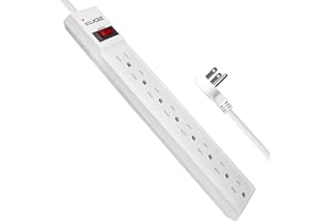 Digital Energy 15 FT 8 Outlet Surge Protector Power Strip - 15 AMP, 1875 W, 125 V, 350 J Surge Protection, ETL Listed - Flat Plug, White
