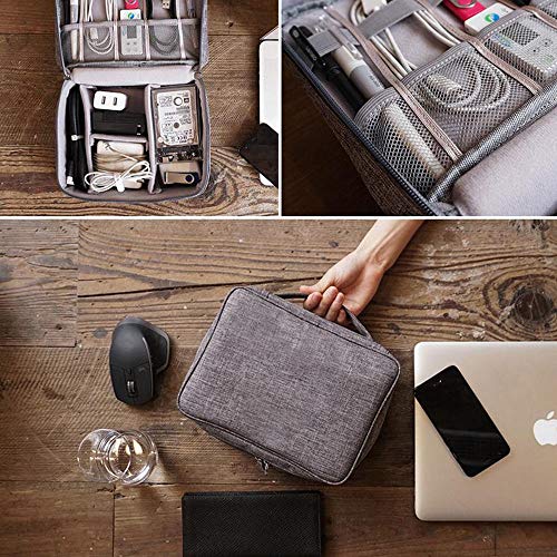 Electronic Organizer,Yudeg Electronics Accessories Travel Case USB Cable Drive Storage Bag for Portable Charger, Cables,Earphone,Mobile Phone (Grey)