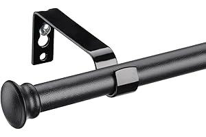 YeYeBest Curtain Rods for Windows, 28 to 152 Inch Adjustable, 5/8 Inch Curtain Rod Set, Heavy Duty Winbdow Small Curtain Rod with Brackets Black
