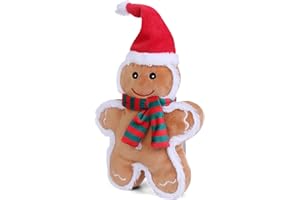 DODODOLA Squeaky Dog Toys Christmas Dog Toys with Crinkle Paper Cute Stuffed Gingerbread Man Gift Dog Plush Toys Chew Toys for Small, Medium, Large Dogs Breed