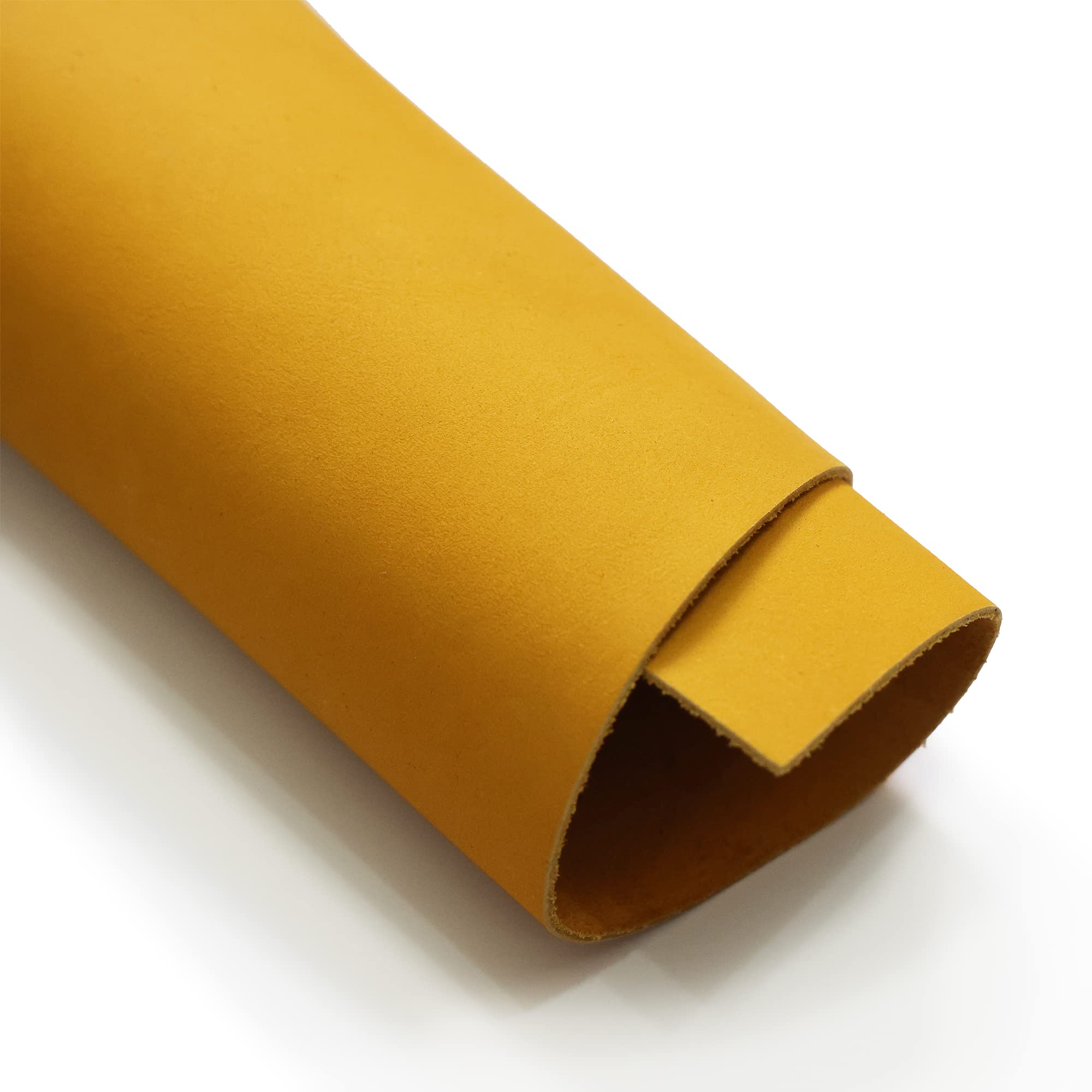 Soletec Nubuck Leather Square, Thick Leather Sheet, Pre-Cut Pieces for Crafting, Tooling, Sewing, Yellow, 1.81mm, 14"x14"